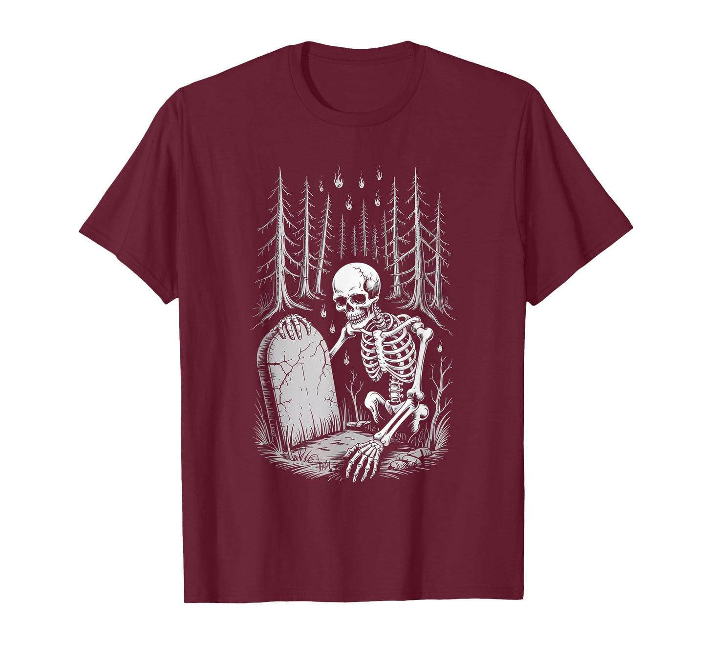 Creepy Skeleton Rising in Haunted Forest Scene Gift T-Shirt