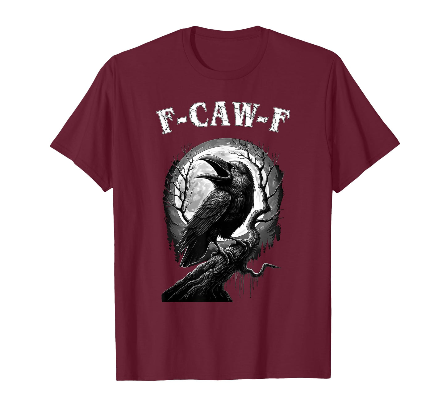 Black Crow F-Caw-F Funny Black Bird Moon Gothic Halloween T-Shirt