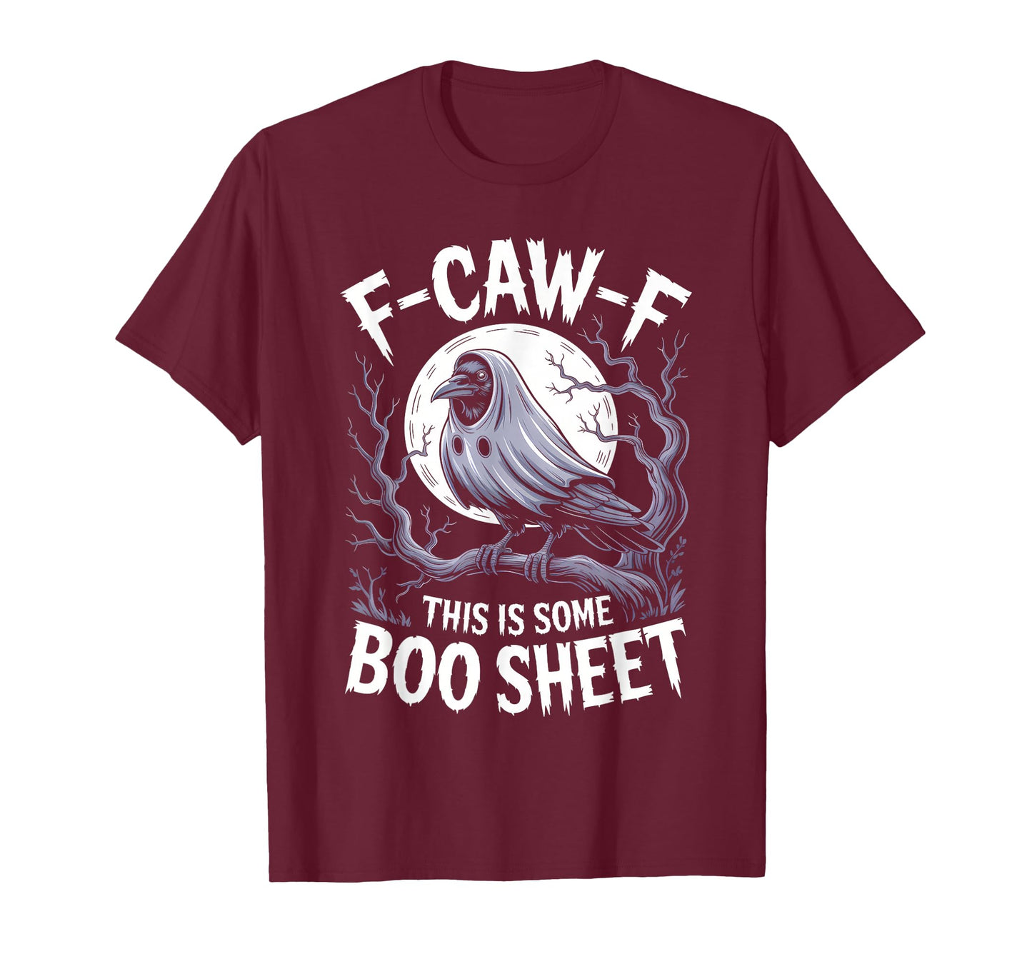 Boo Sheet Halloween Black Crow F-Caw-F Gothic Adult Costume T-Shirt