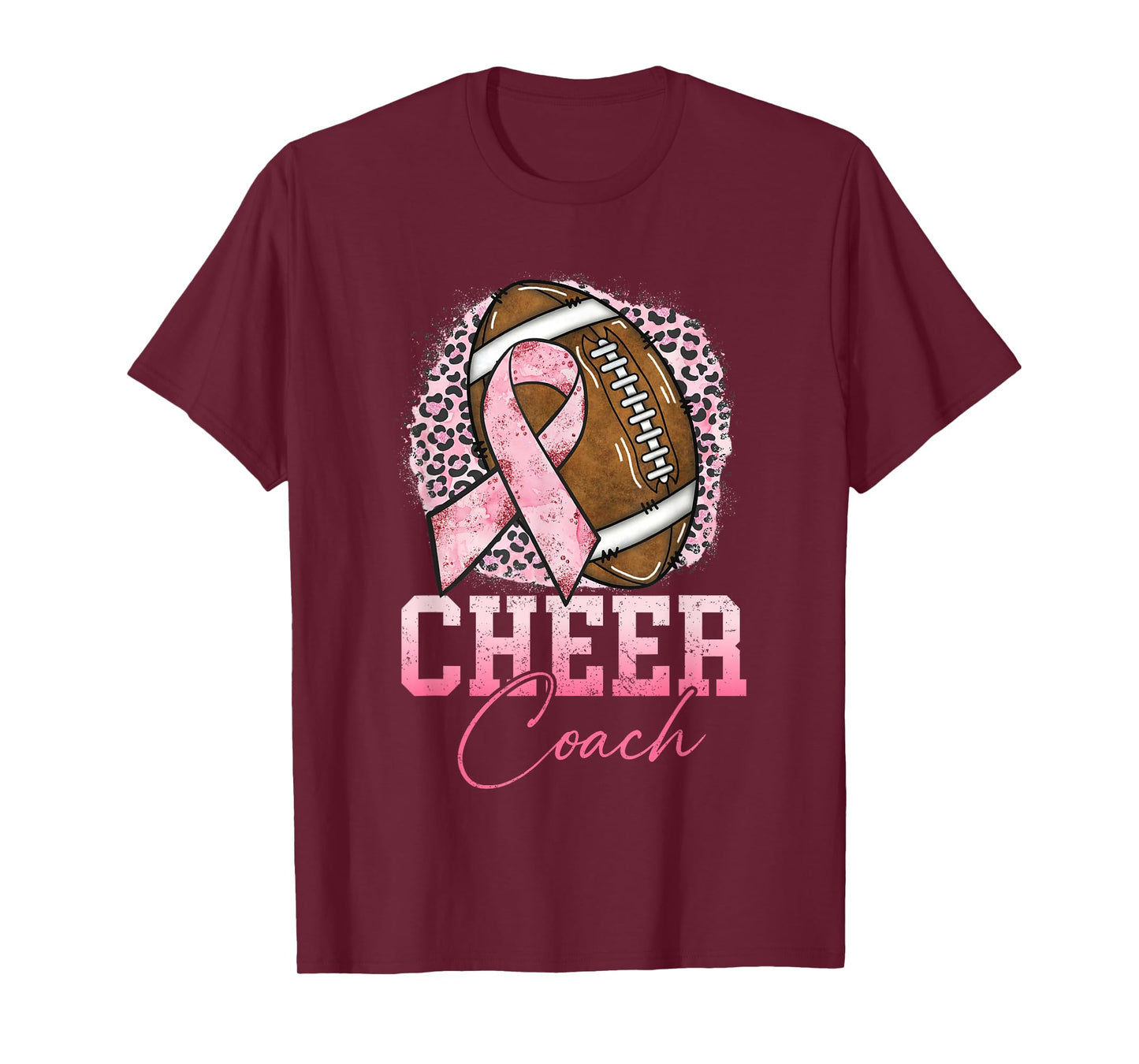 Football Cheer Coach Pink Ribbon Breast Cancer Awareness T-Shirt