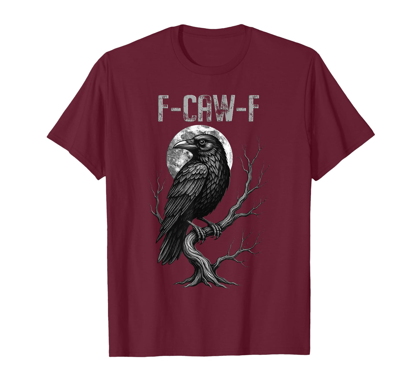 Funny F-Caw-F Halloween Crow Black Bird Moon Raven T-Shirt