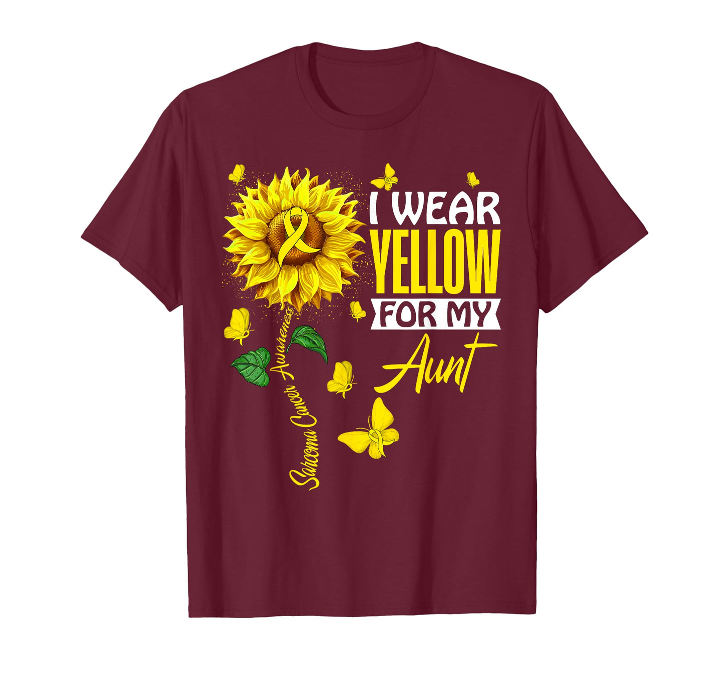 I Wear Yellow For Aunt Sarcoma Cancer Awareness Support T-Shirt