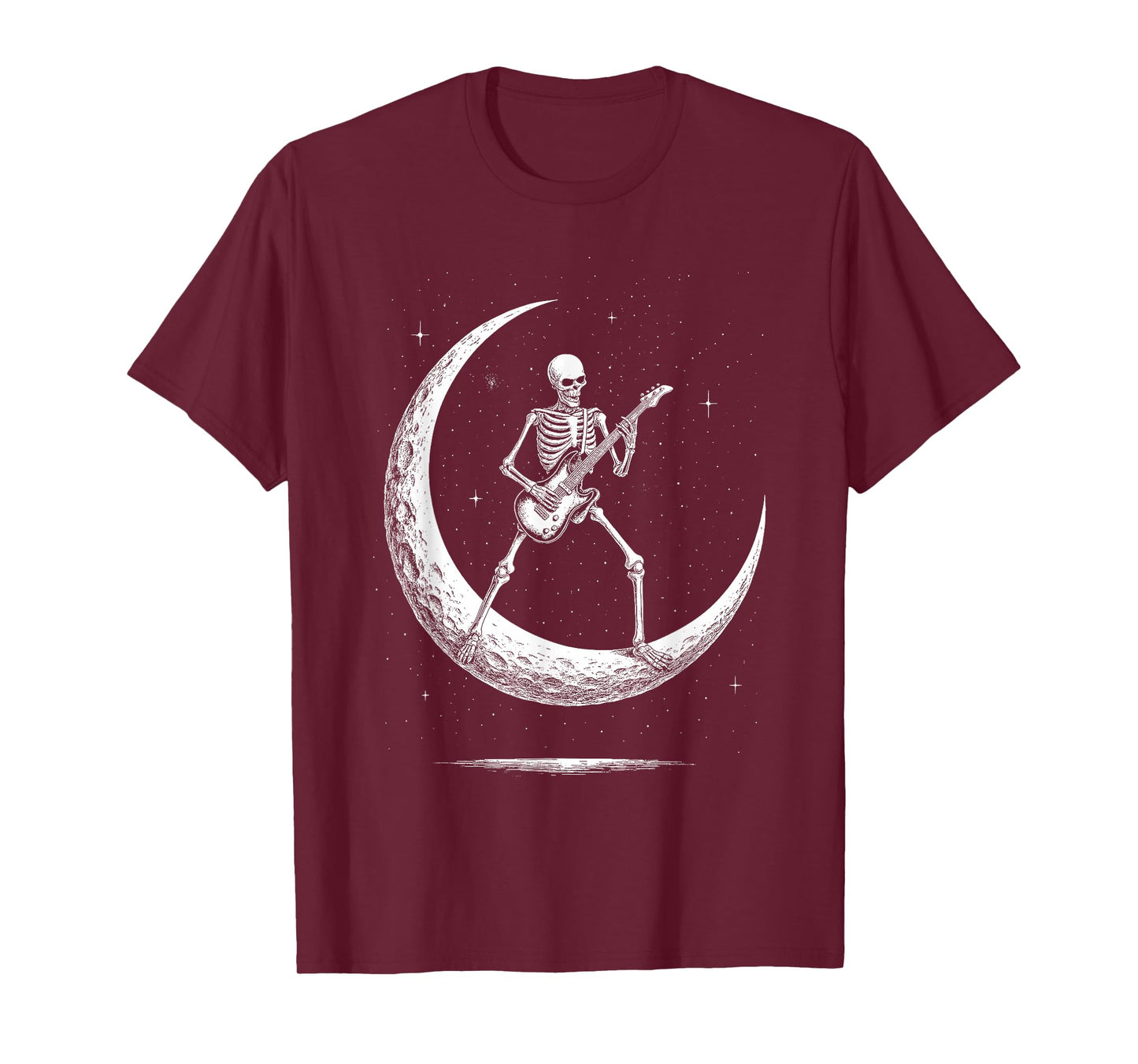 Skeleton Guitar Rock Moon Cool Rock Funny Roll Design Gifts T-Shirt