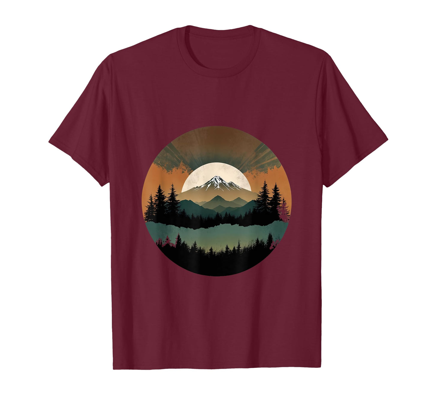 Vintage Mountain Forest Landscape Retro Sunset Aesthetic T-Shirt