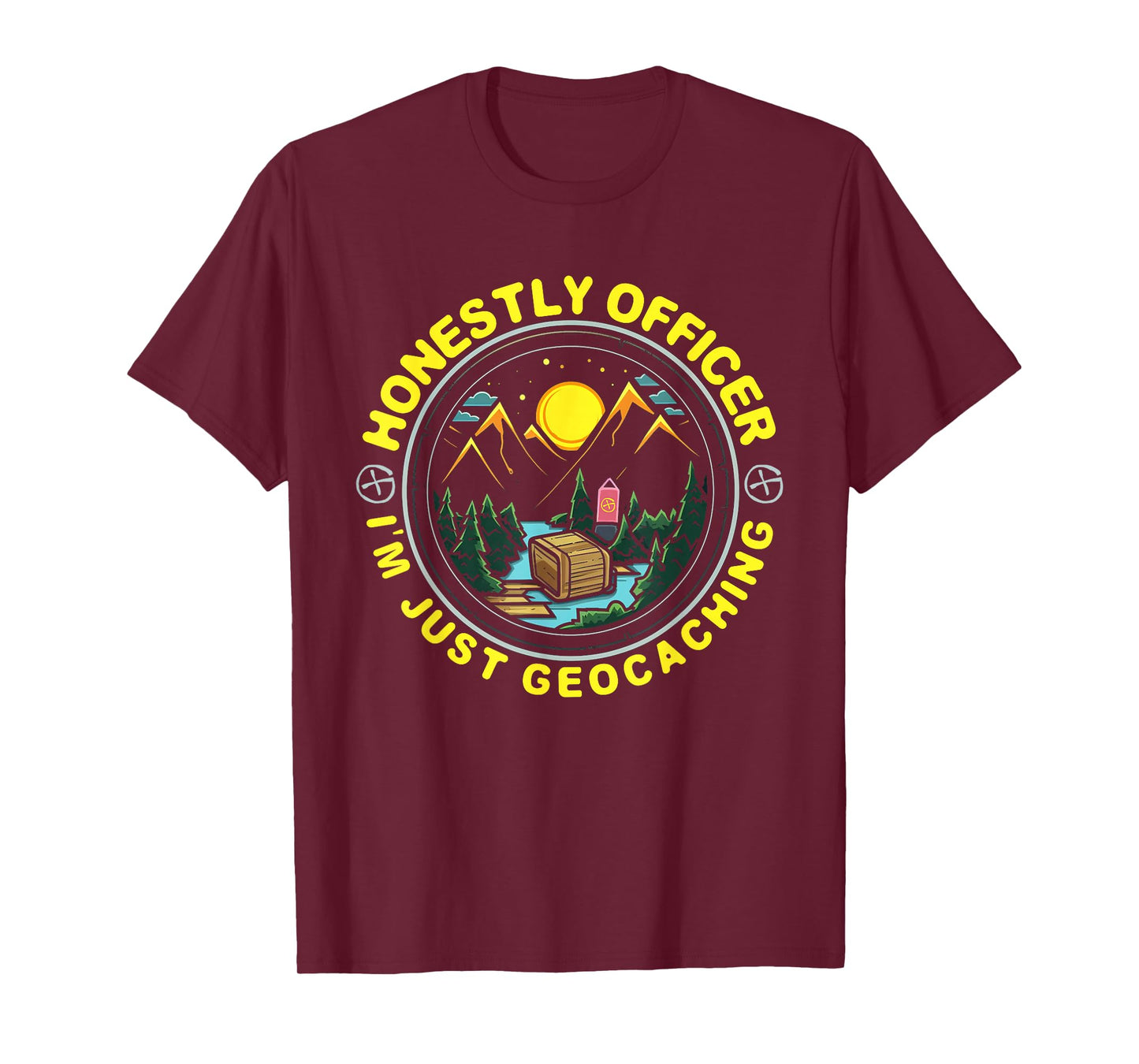 Honestly Officer I'm Just Geocaching Map Reading Geocache T-Shirt
