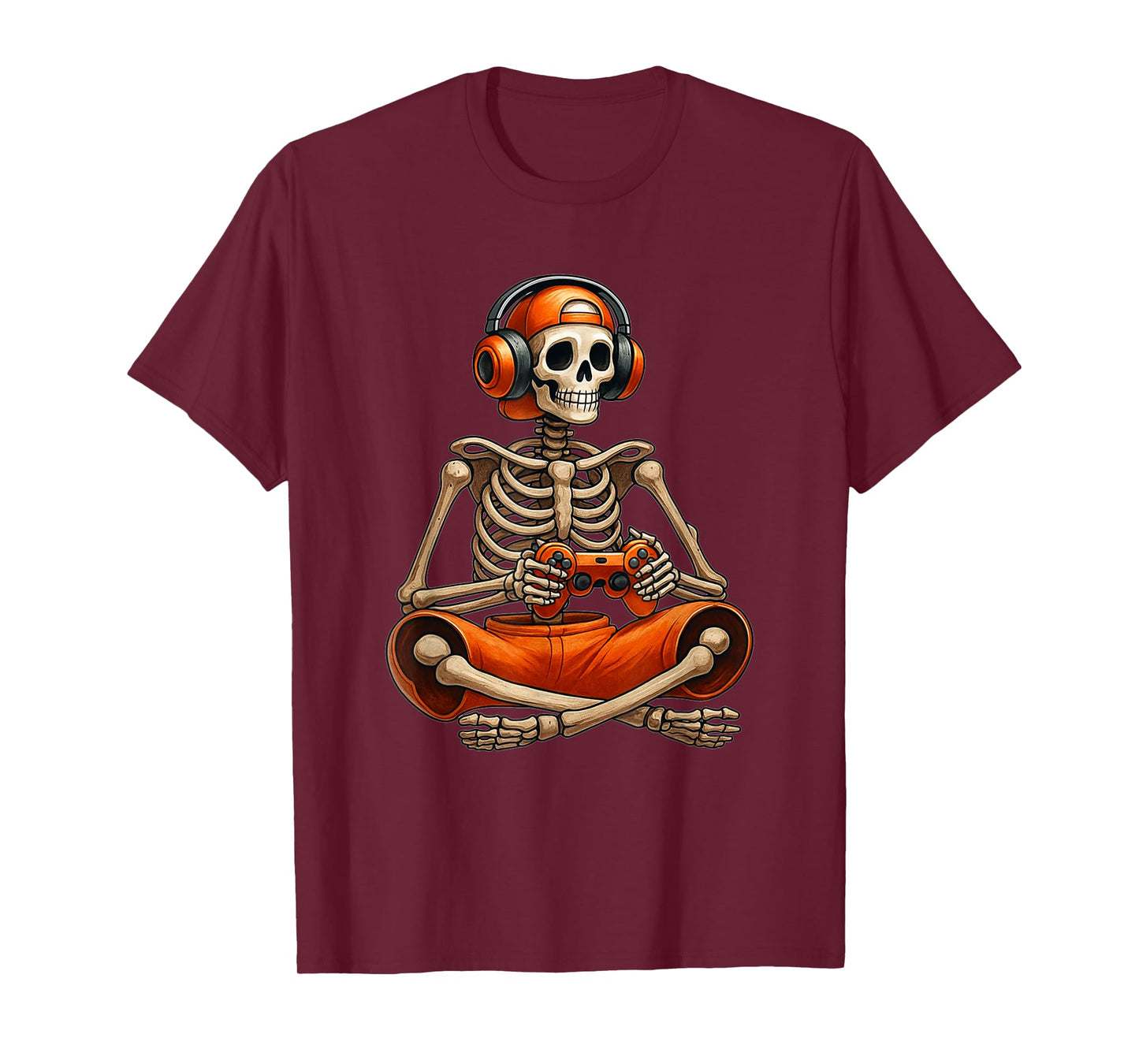 Funny Skeleton Video Game Halloween Gaming Gamer Boys Men T-Shirt