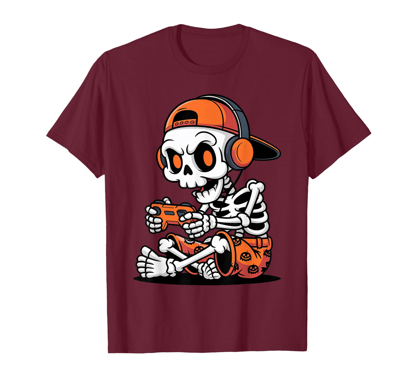 Funny Halloween Kids Skeleton Gamer Costume Video Gaming T-Shirt
