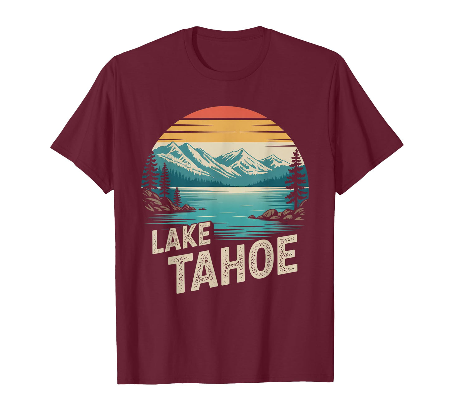 Lake Tahoe Sunset Retro Mountains Retro Vintage T-Shirt