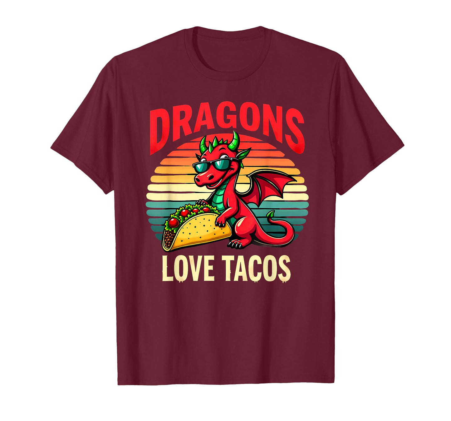 Retro Dragons Love Tacos T-Shirt