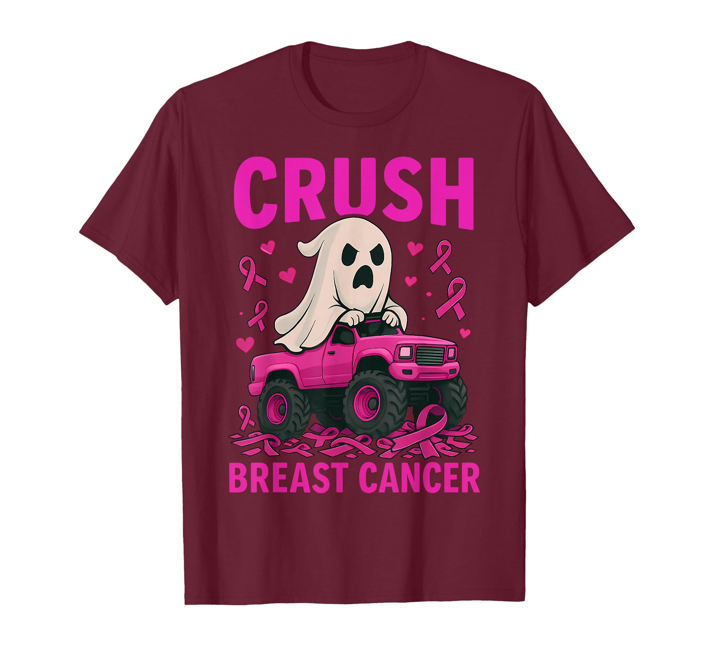 Crush Breast Cancer Awareness Ghost Halloween Pink Ribbon T-Shirt