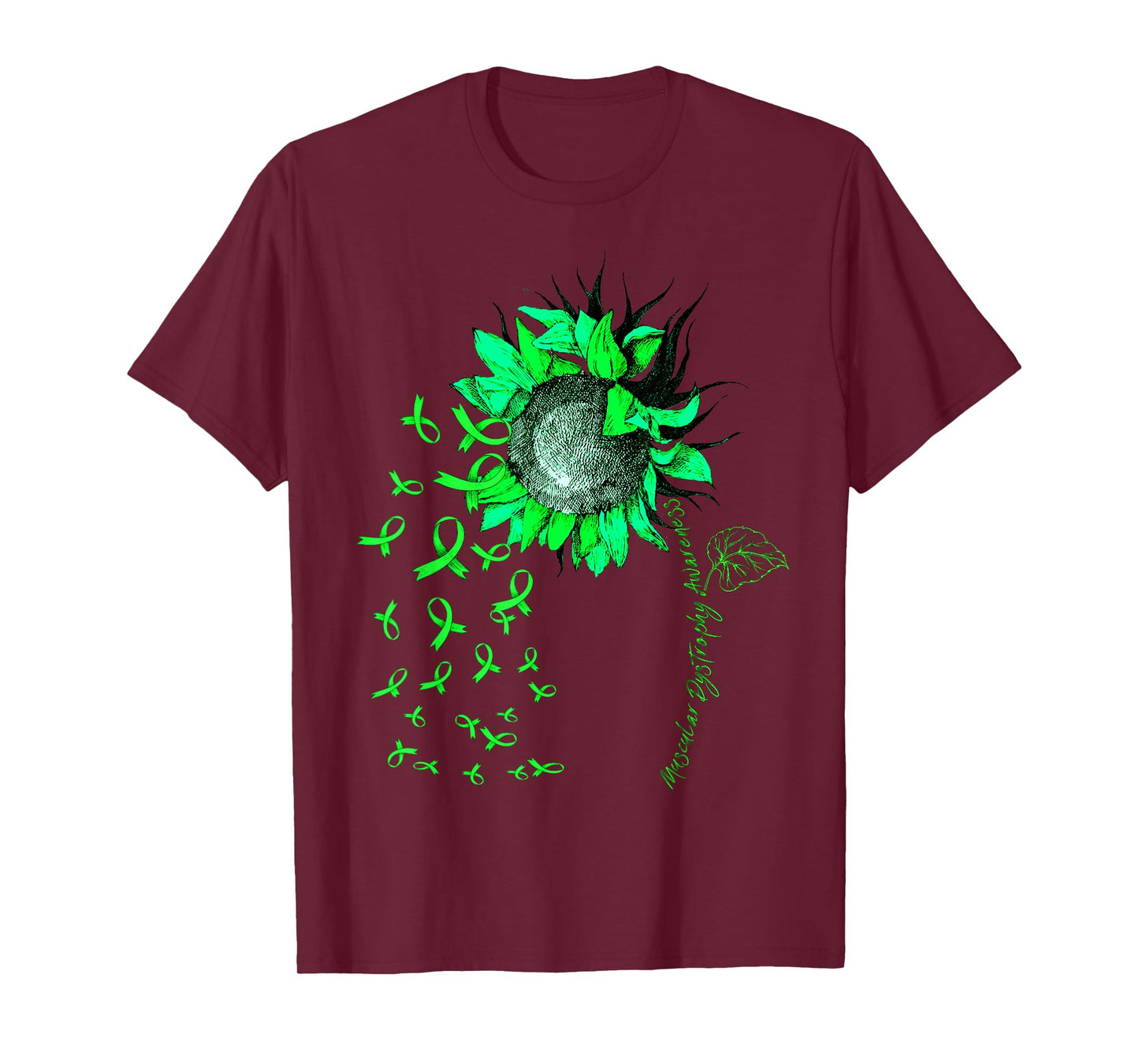 MUSCULAR DYSTROPHY AWARENESS Sunflower Green Ribbon T-Shirt