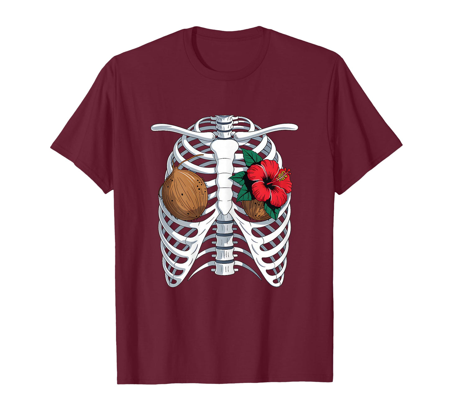 Luau Coconut Bra Skeleton Costume Halloween Hawaiian Women T-Shirt