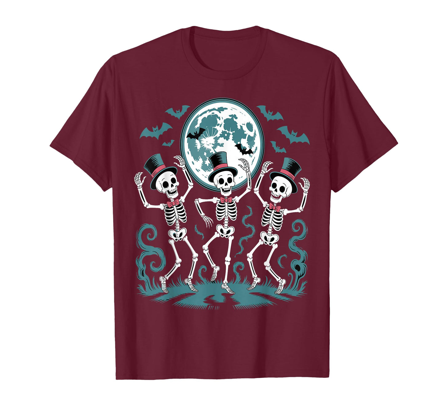 Skeleton Dancing Under The Moon Funny Spooky T-Shirt