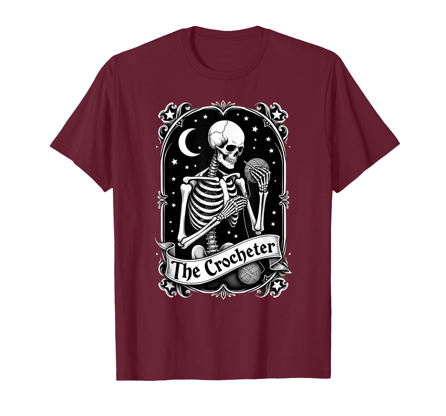 Gothic Tarot Card Crocheter Skeleton Halloween Quilter T-Shirt