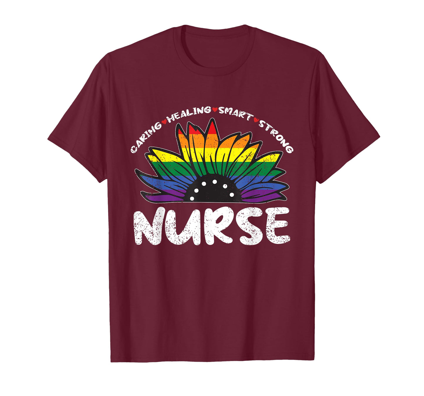 Sunflower Nurse Gay Pride LGBT-Q Flag RN LPN Nursing T-Shirt