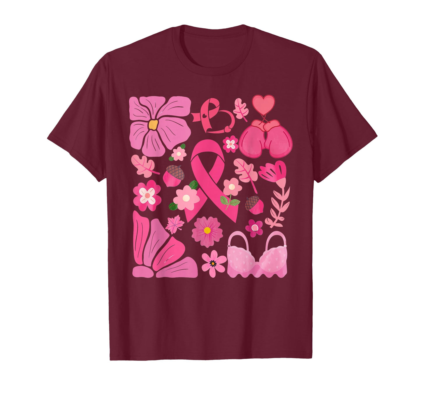 Boho Floral Breast Cancer Awareness We Wear Pink T-Shirt