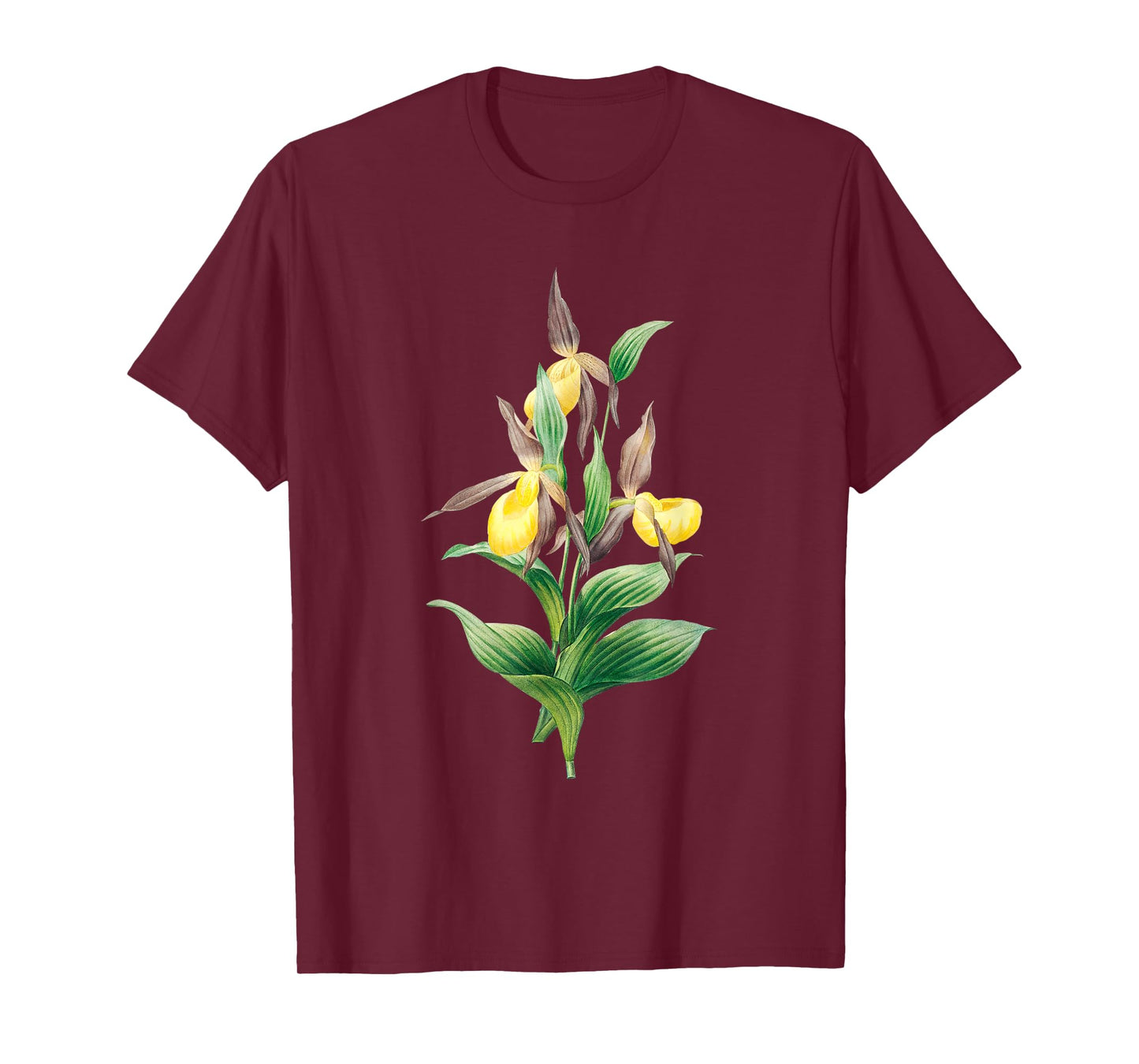 Vintage Yellow Lady's Slipper Orchid Flower Plant Lovers T-Shirt