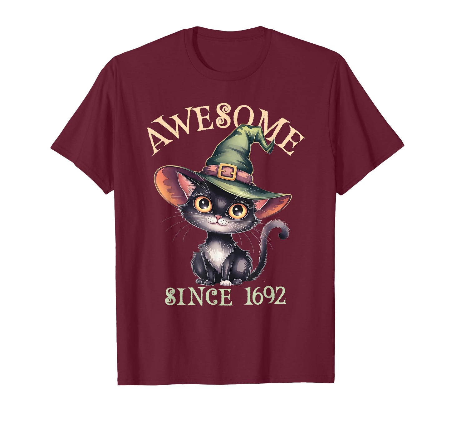 Funny Awesome Cat Witch Since 1692 Town Wicca Team Witches T-Shirt