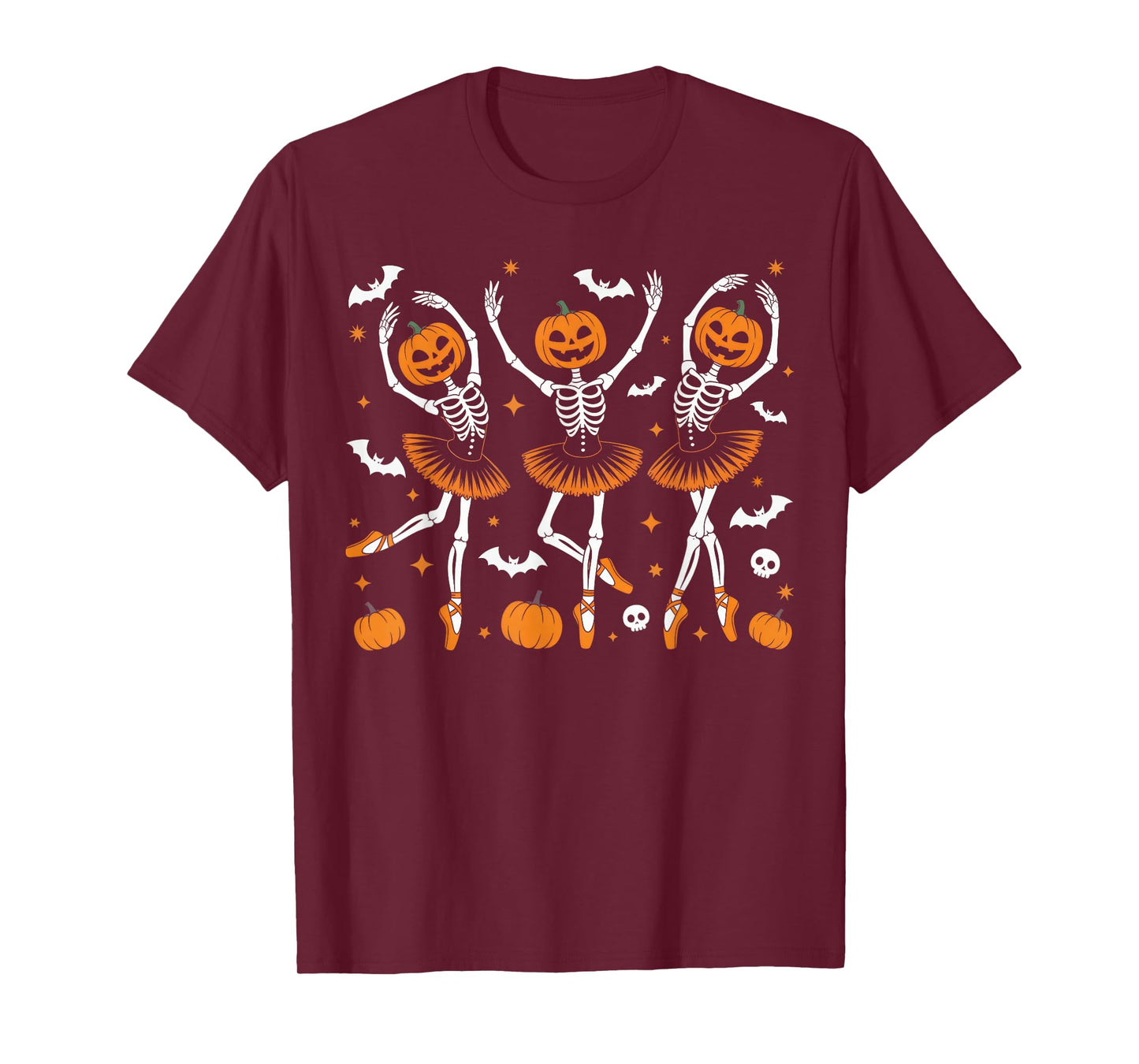 Ballet Pumpkin Skeleton Scary Halloween Men Women Boys Girl T-Shirt