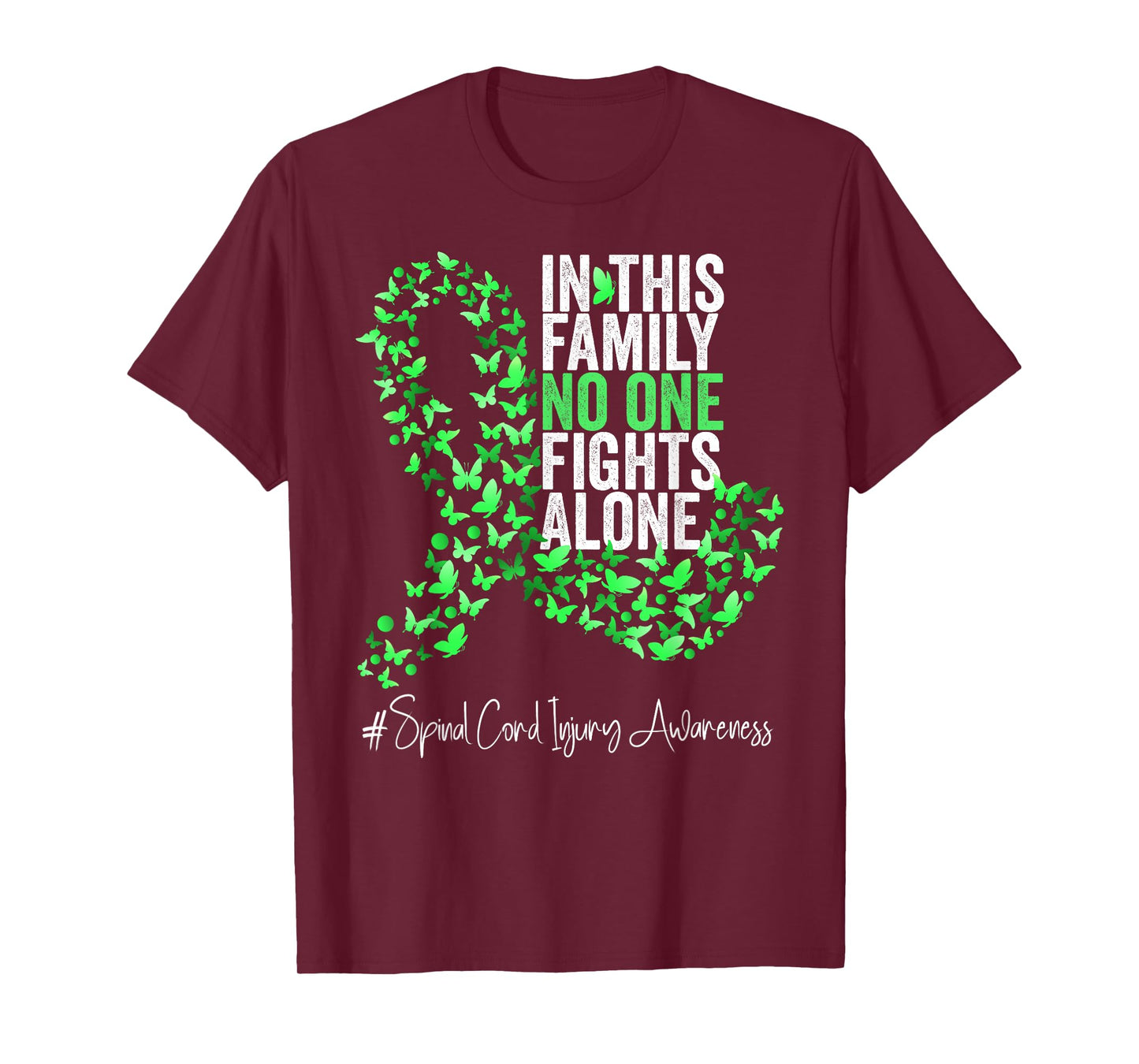 Spinal Cord Injury Awareness Month Green Ribbon Butterflies T-Shirt