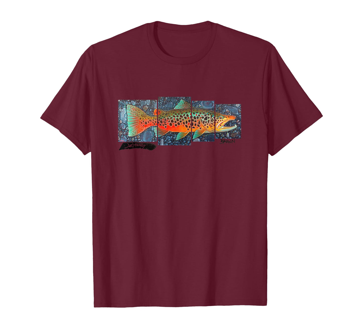 Brown Trout Fish Art T-Shirt Derek DeYoung Fisherman Gift T-Shirt