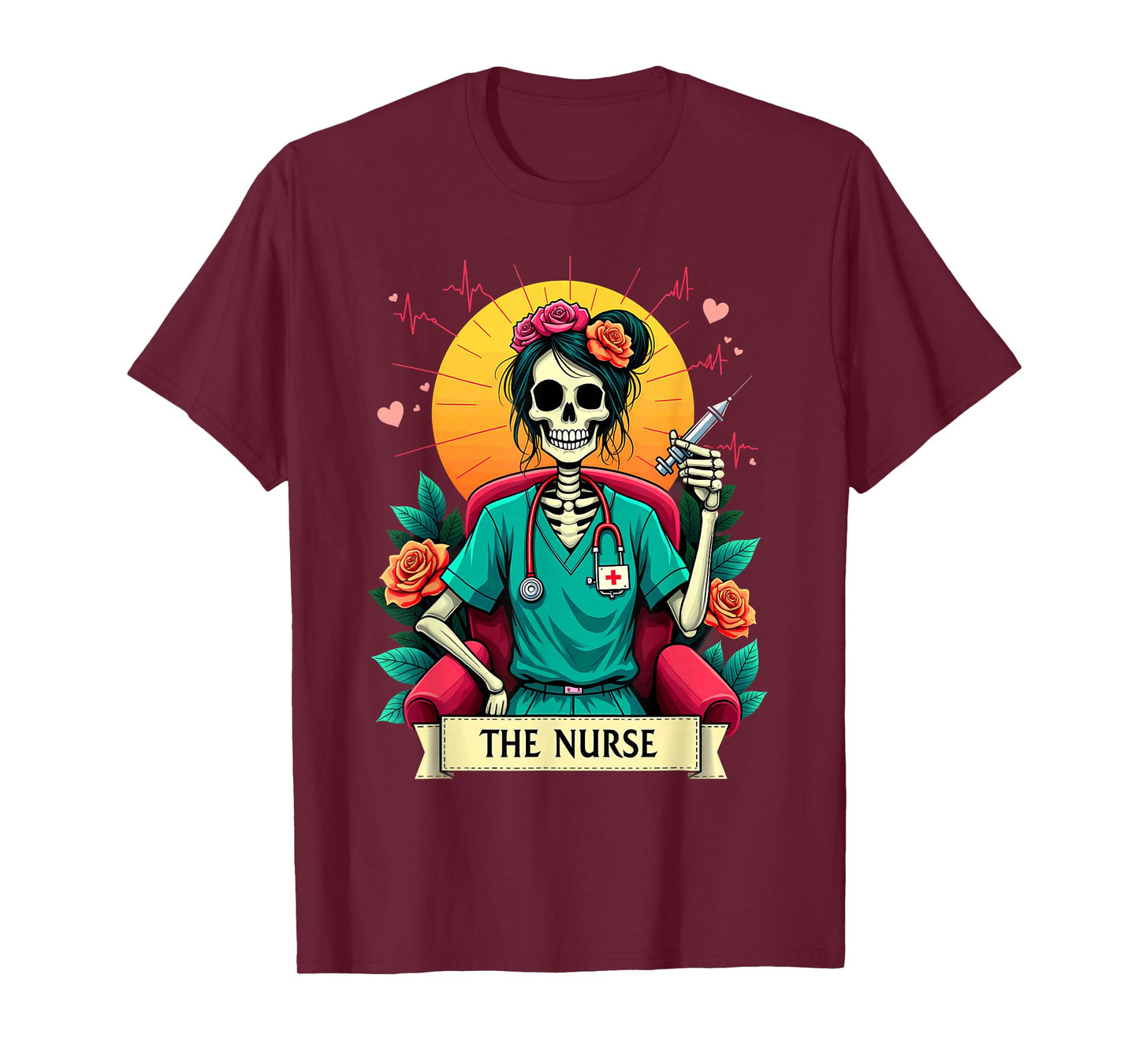 Gothic Tarot Card Nursing Skeleton The Nurse T-Shirt