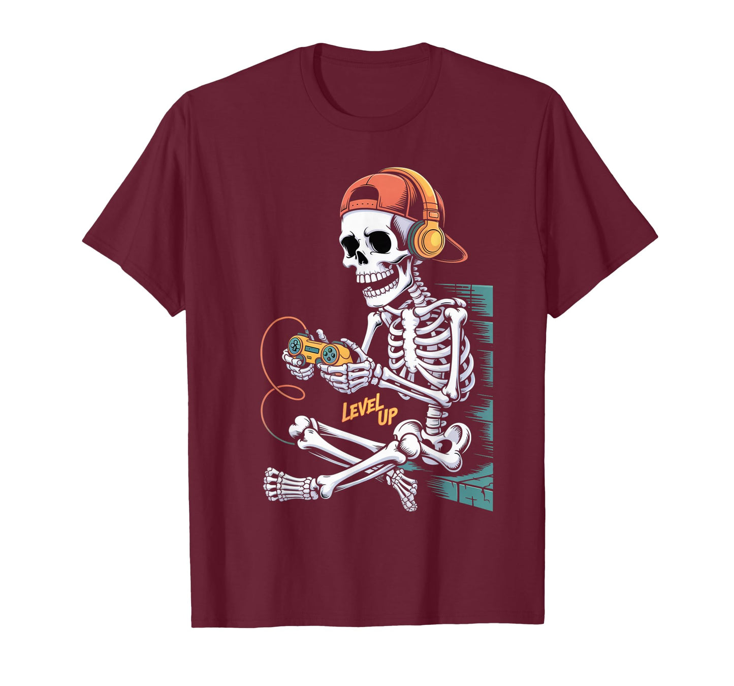 Funny Halloween Skeleton Gamer Video Gaming Boys Men Kids T-Shirt