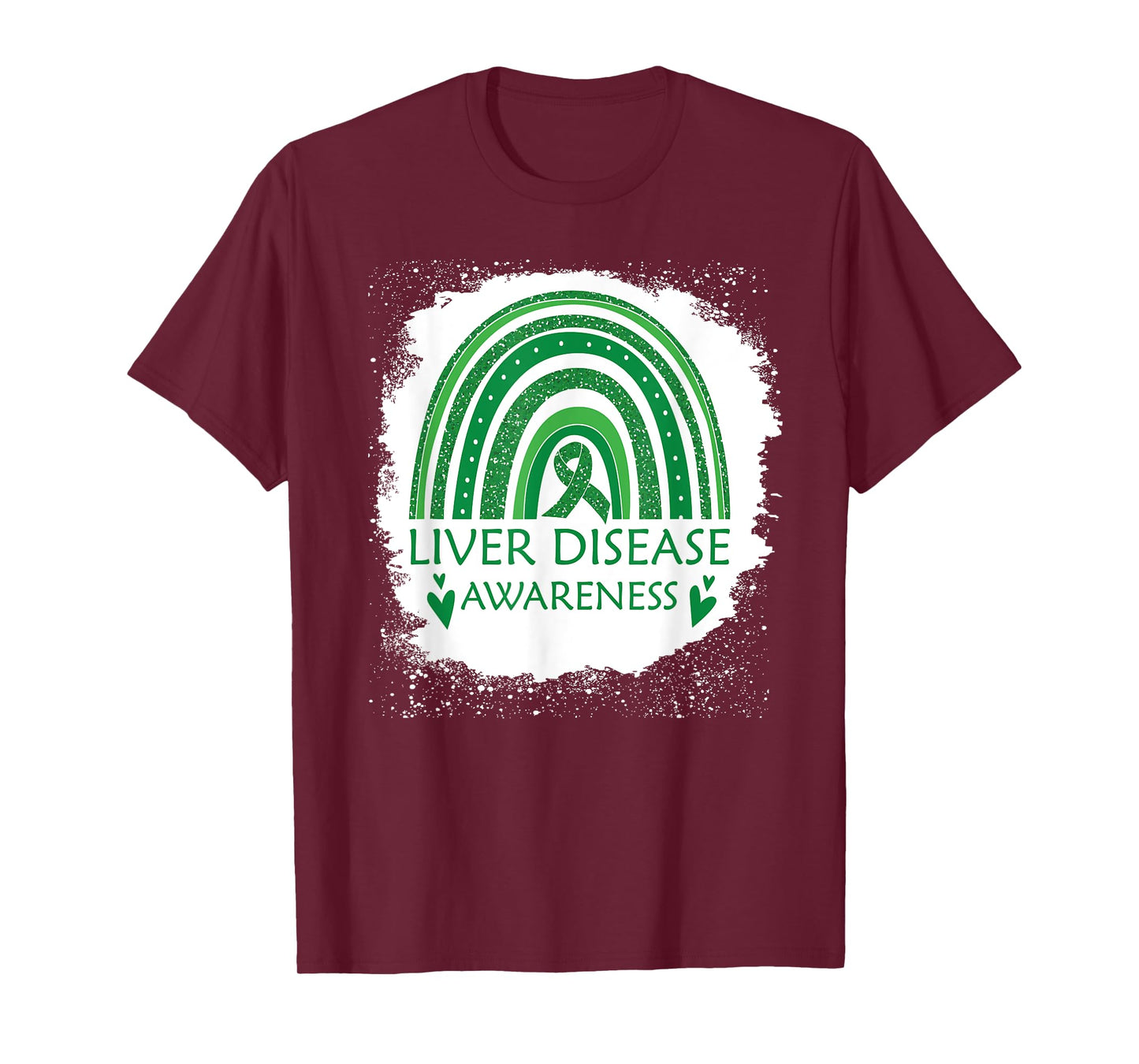 Liver Disease Awareness Bleached Rainbow Green Ribbon Men T-Shirt