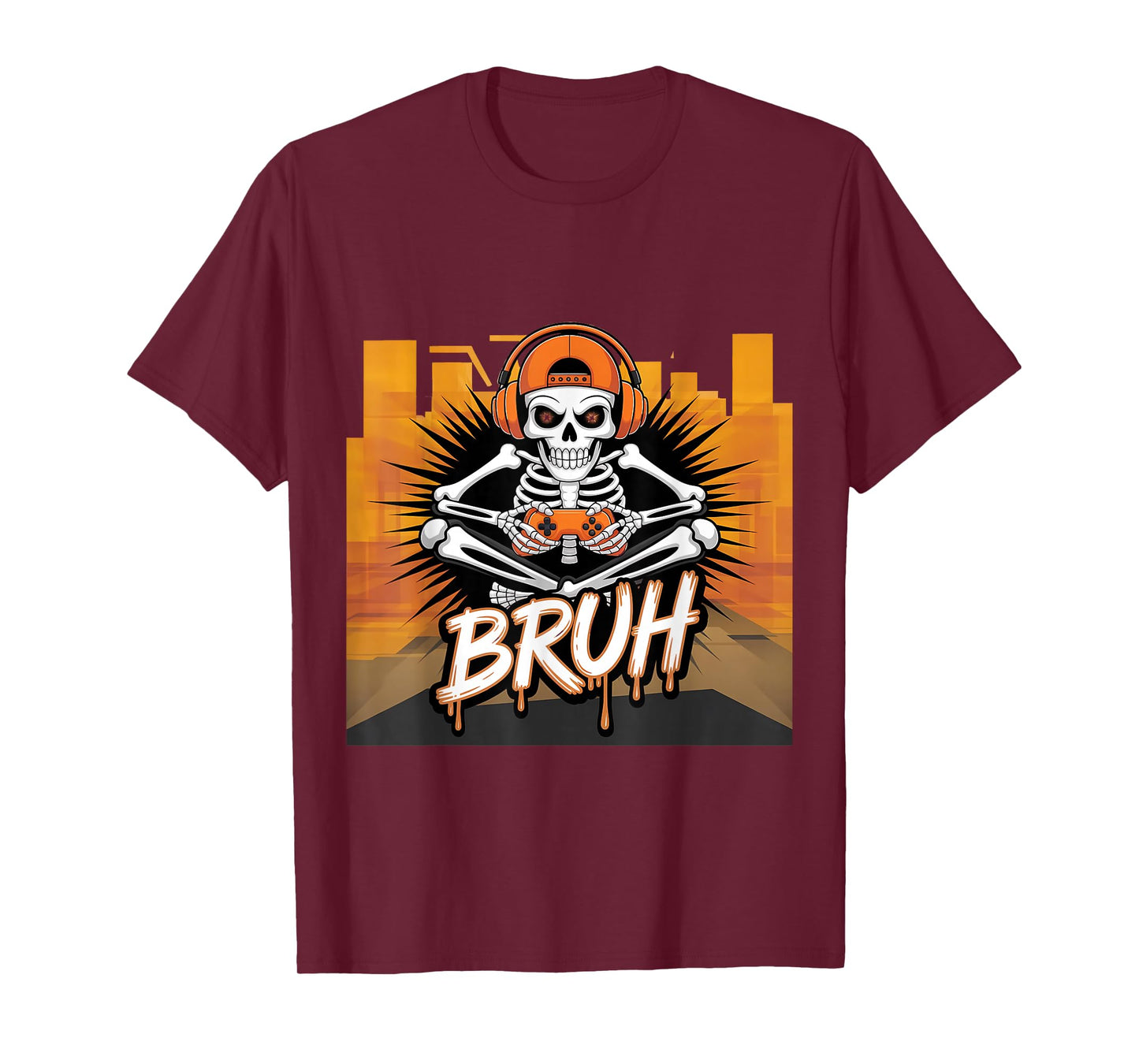 Halloween Skeleton Video Gaming Gamer Youths Teens & Men T-Shirt