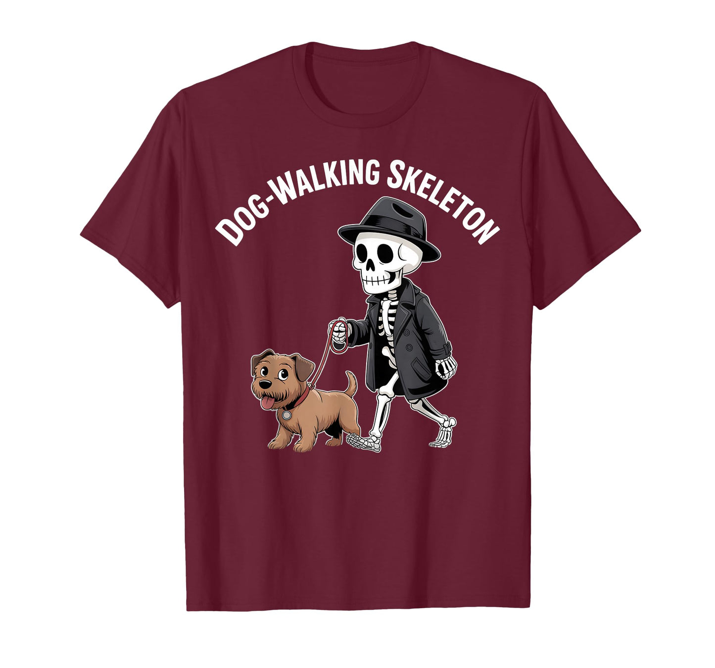 Dog-Walking Skeleton Funny Grim Reaper Pet Humor T-Shirt