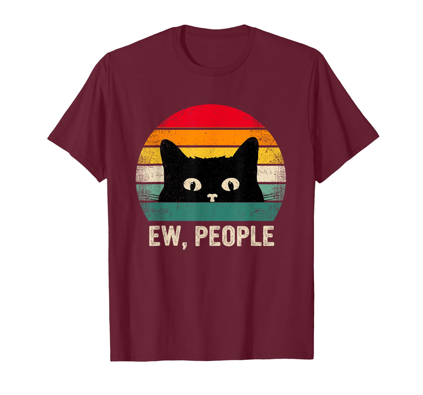 Ew People Retro Cat Social Introvert Funny Cat T-Shirt for Men Women Kids