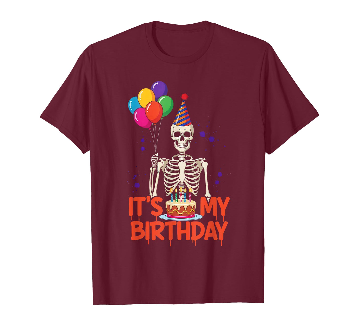 Skeleton Birthday Party Halloween Funny Balloons Cake T-Shirt
