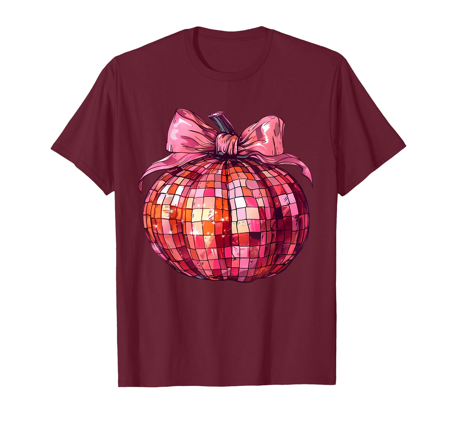 Retro Disco Ball Coquette Pink Pumpkin T-Shirt