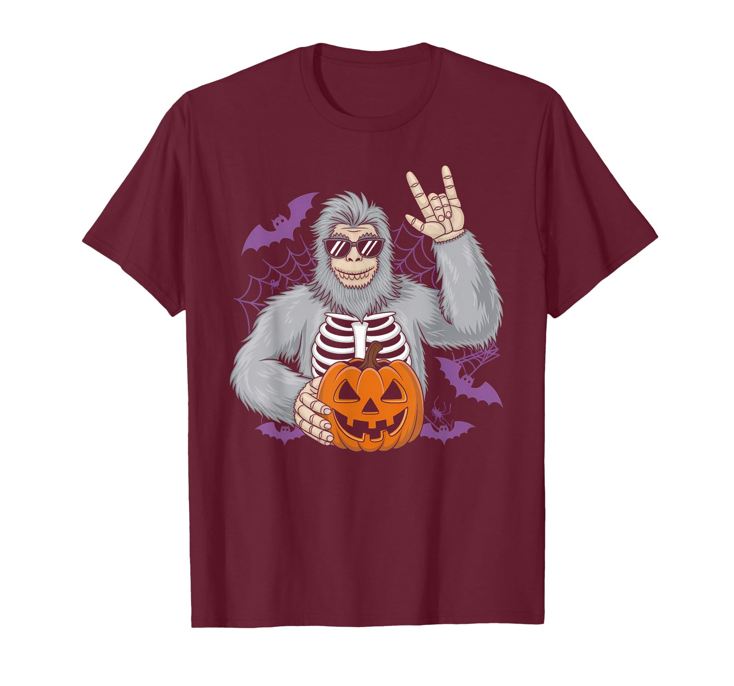 Spooky Bigfoot Jack O Lantern Skeleton Halloween Fun Boys T-Shirt
