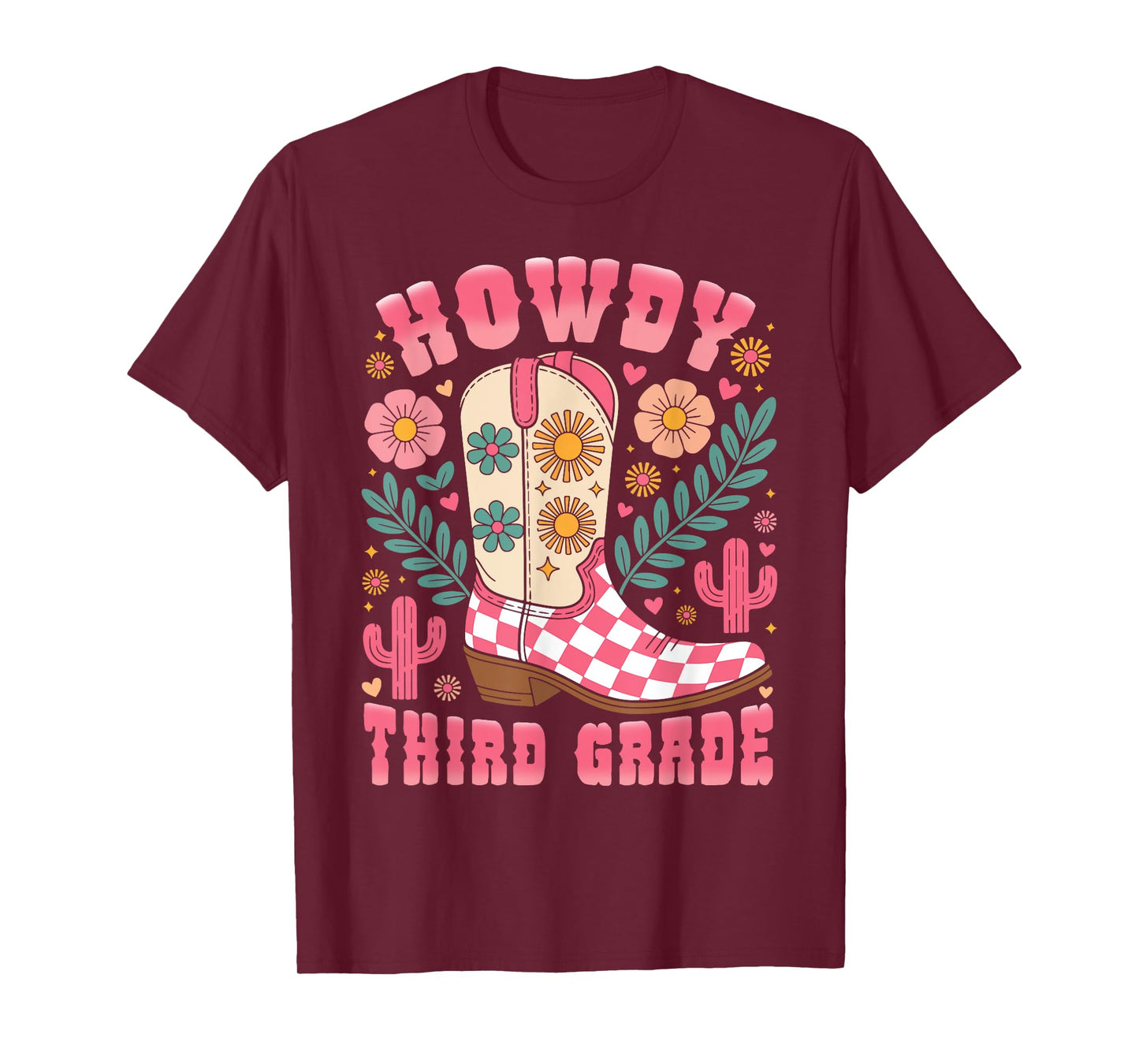 Howdy Third Grade Western 3rd Grade Teacher Cowboy Cowgirls T-Shirt