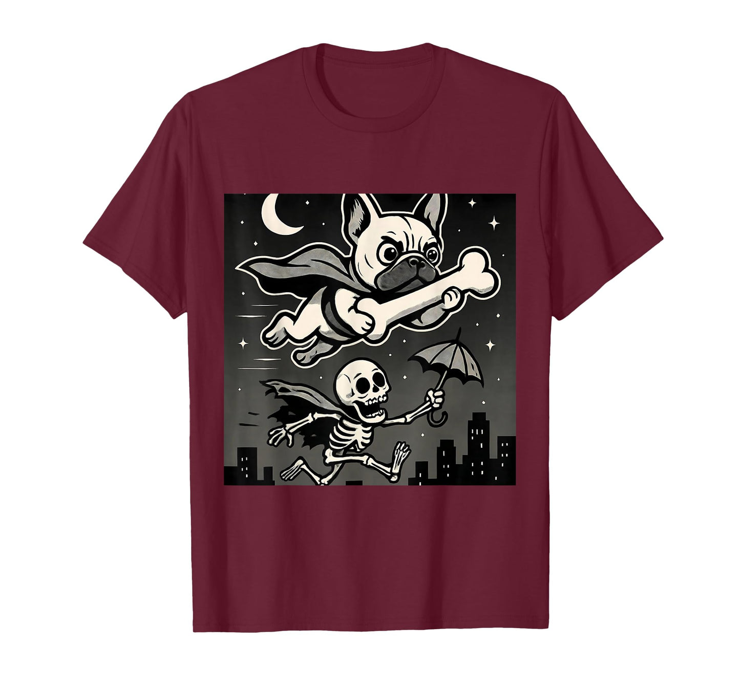 Funny Halloween French Bulldog Skeleton Spooky Season T-Shirt