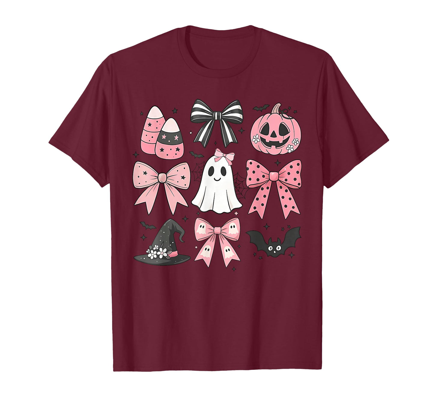 Pink Coquette Bow Halloween Pumpkin Day Women Girls Kids T-Shirt