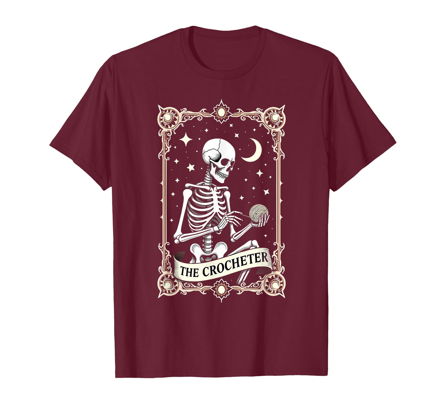 Gothic Tarot Card Crocheter Skeleton Halloween Quilter T-Shirt