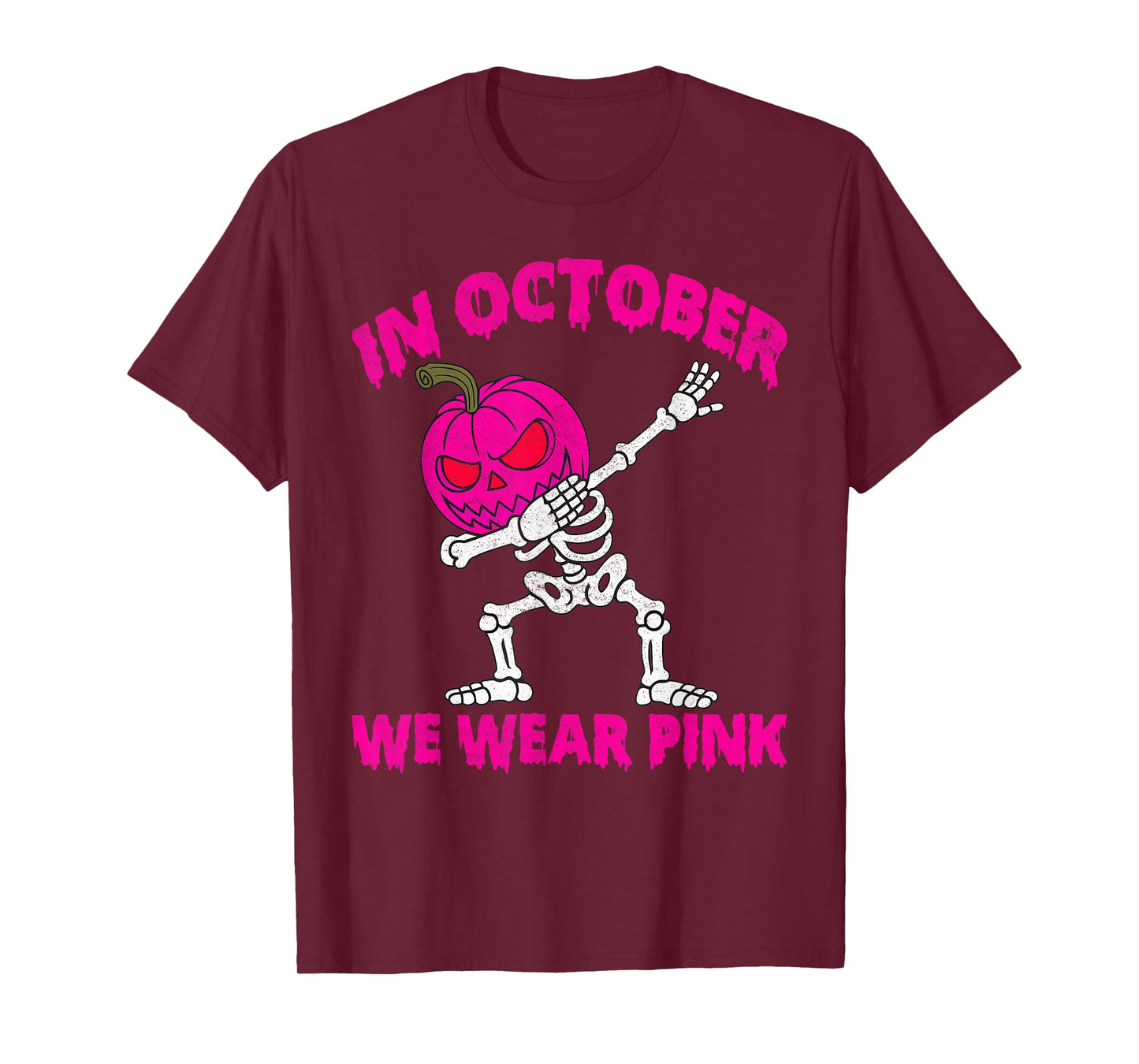 in October We Wear Pink Breast Cancer Pumpkin Halloween Boys T-Shirt