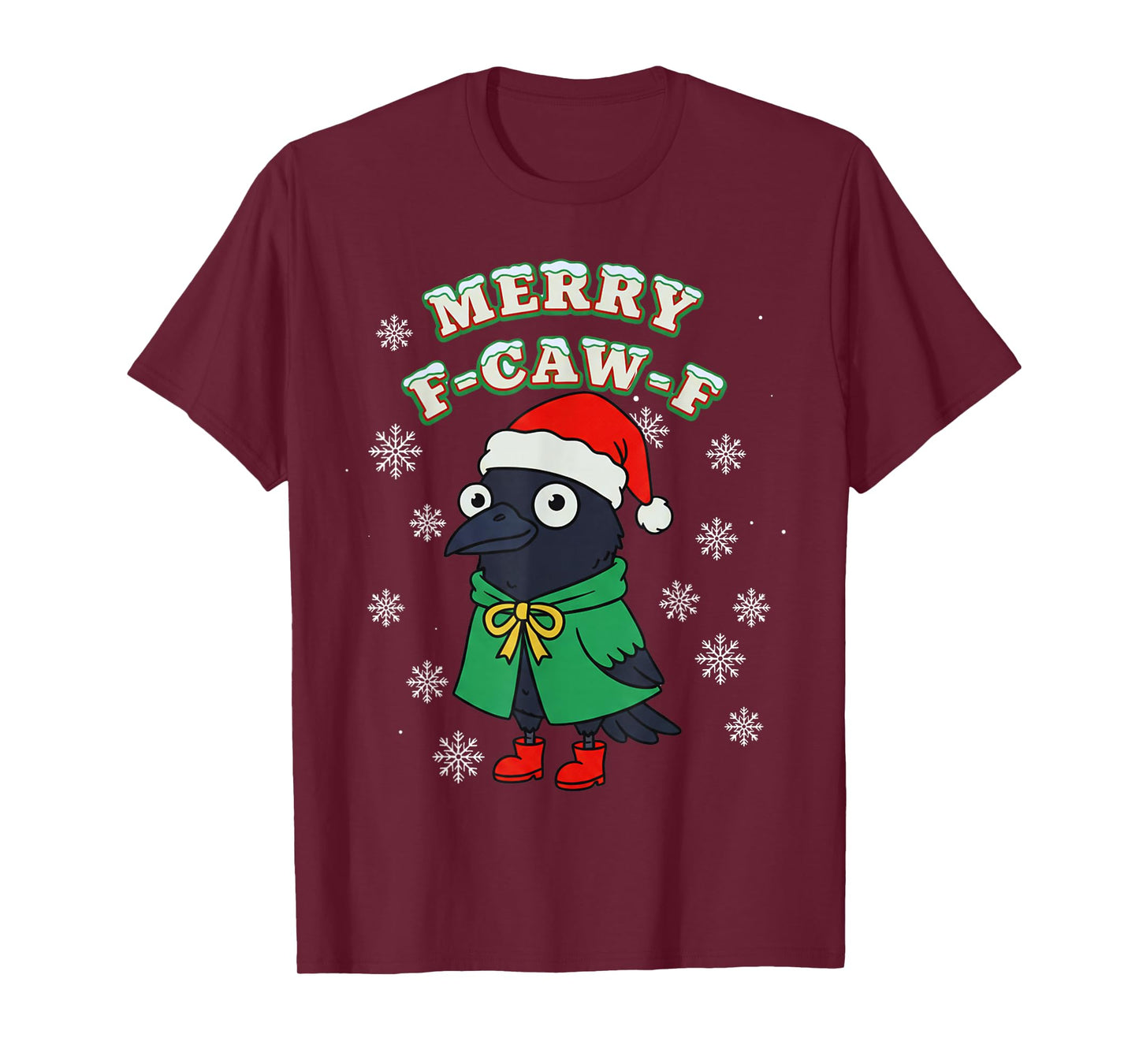 Merry F-CAW-F Raven FCAWF Christmas Holiday Crow Funny Xmas T-Shirt