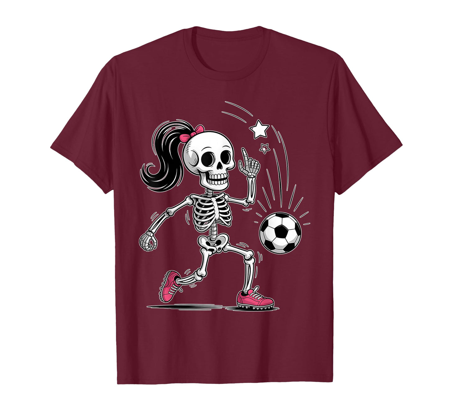 Skeleton Soccer Halloween Costume Funny Women Girls Kids T-Shirt