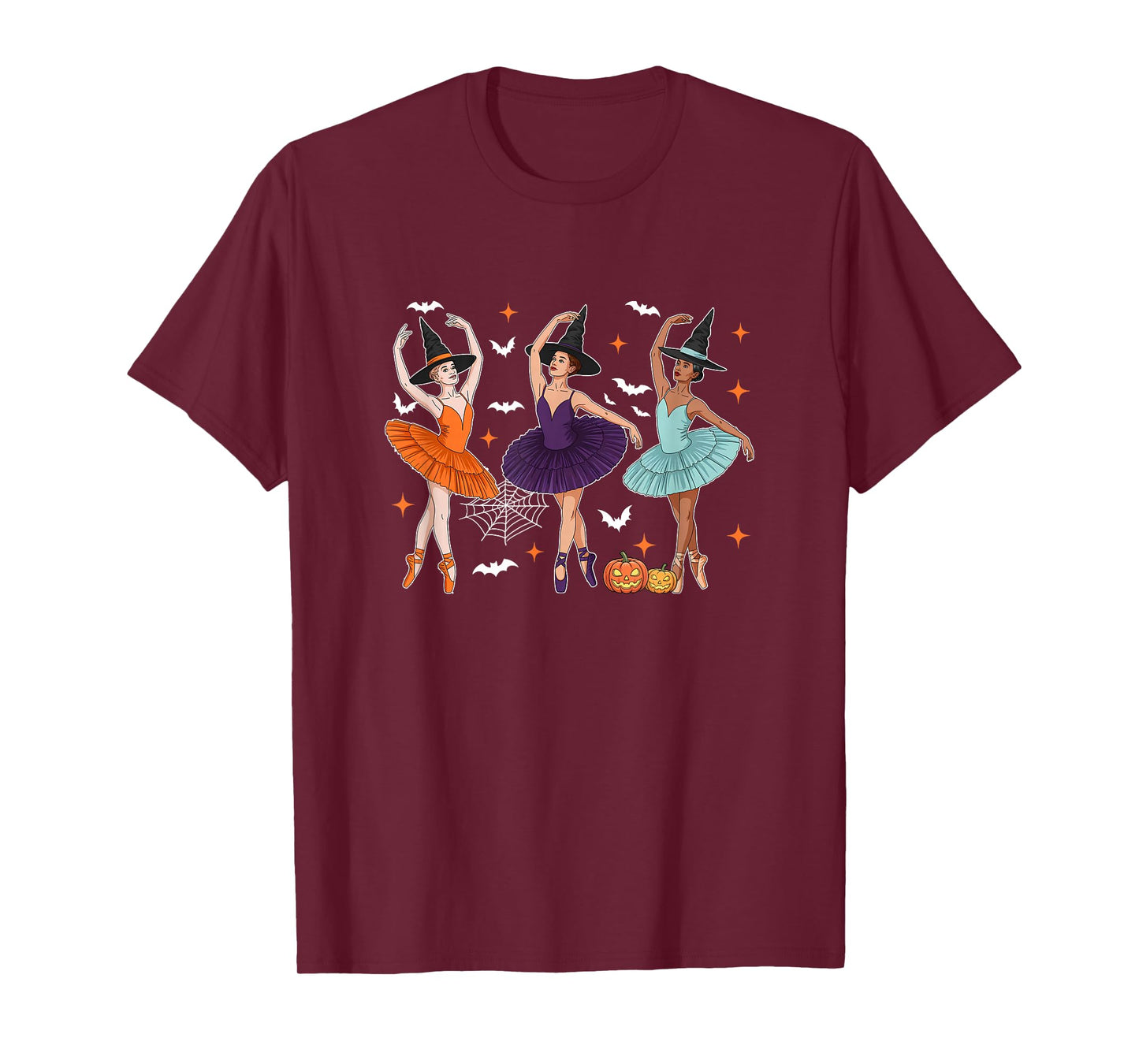 Three Cute Witches Halloween Dancing Women Afro Woman T-Shirt