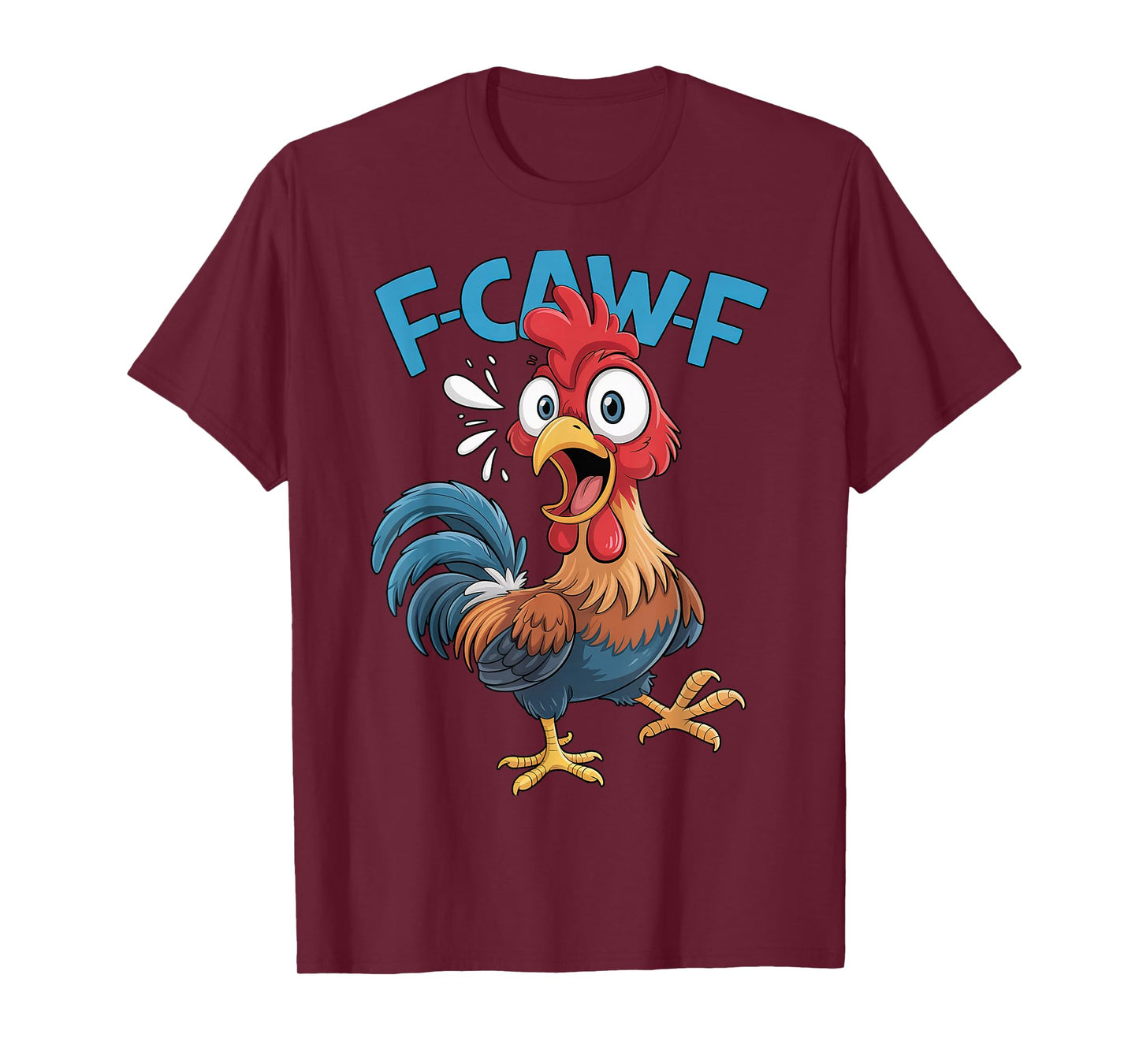 Funny F-Awk-F Chicken F-Caw-F Rooster Pun Retro T-Shirt