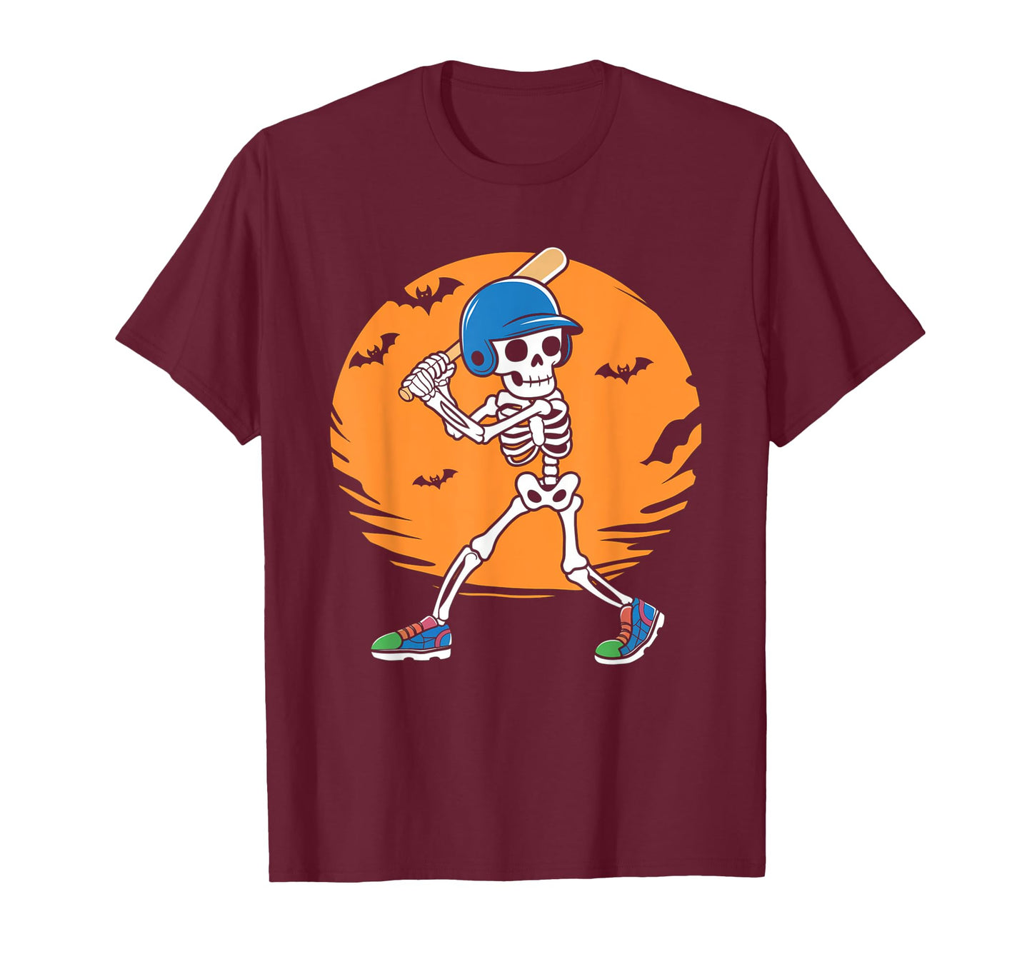 Baseball Skeleton Player Halloween Men Boys Baseball T-Shirt