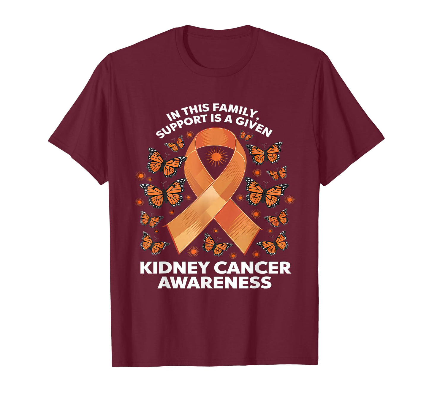 Kidney Cancer Awareness Family Support Orange Ribbon T-Shirt