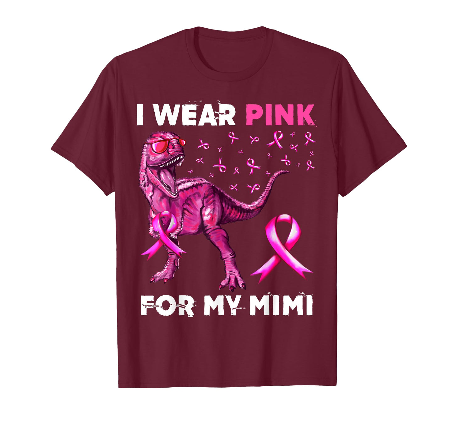 I Wear Pink For My Mimi Dinosaur Breast Cancer Awareness T-Shirt