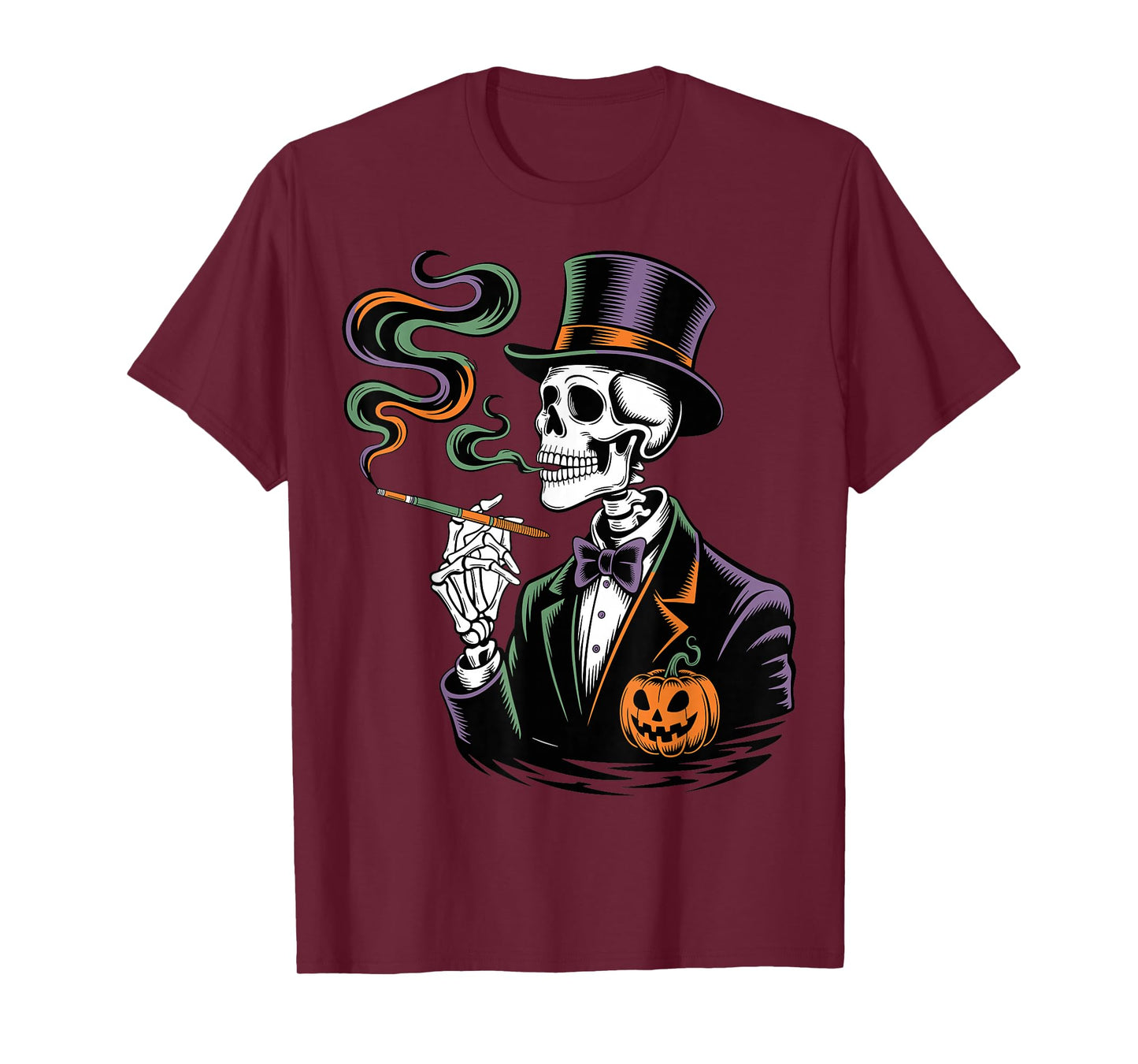 Smoking Skeleton Vintage Gothic Halloween Art T-Shirt