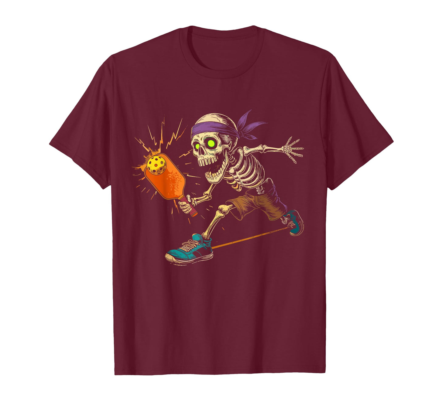 Spooky Skeleton Playing Pickleball Lovers Halloween T-Shirt