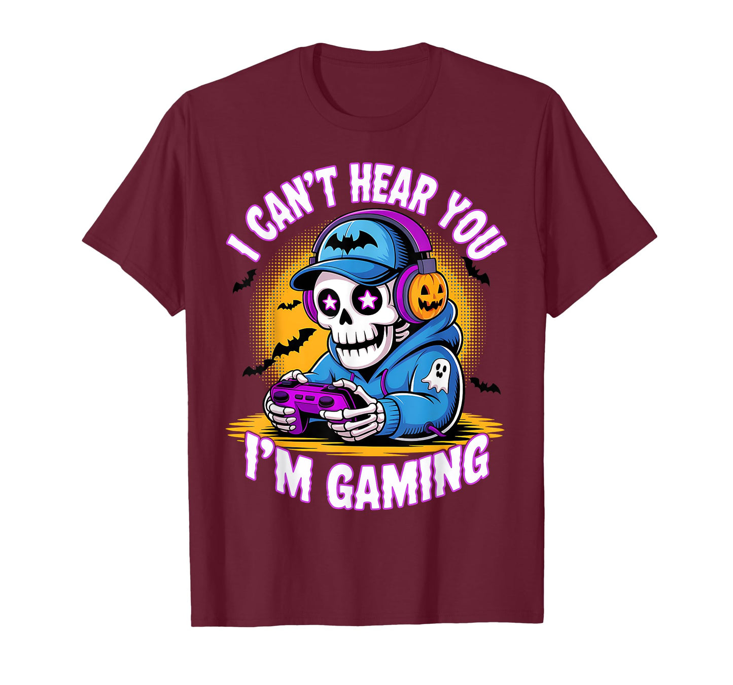 I Can’t Hear You I’m Gaming Spooky Skeleton Halloween Gamer T-Shirt