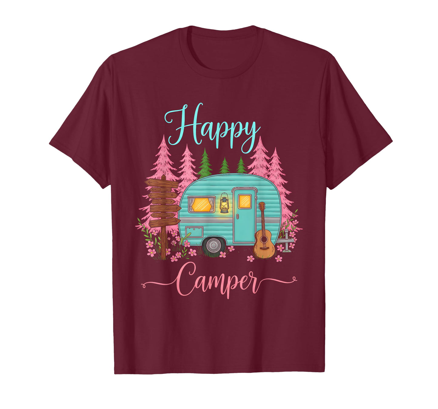 Funny Happy Camping Camper Camp Lover Trailer RV Women Kids T-Shirt